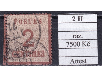 Elsass und Lothringen Mi 2 II razítkované Attest