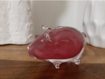 Prasátko z ručně foukaného skla - sklárna PRINC