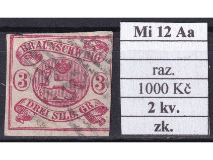 Braunschweig Mi 12 Aa razítkované zkoušené 2 kv.