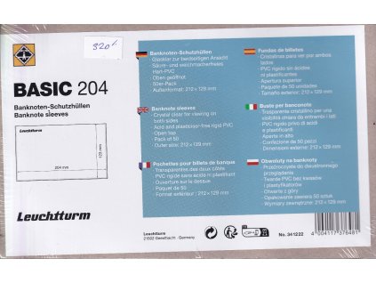 Ochranný obal Basic 204 na bankovky 204x123mm - 50ks