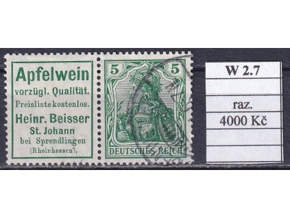 Deutsches Reich Mi W 2.7 razítkované