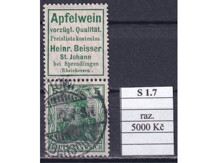 Deutsches Reich Mi S 1.7 razítkované