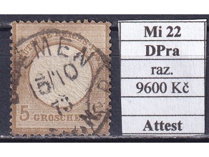 Deutsches Reich Mi 22  DPra razítkované Attest