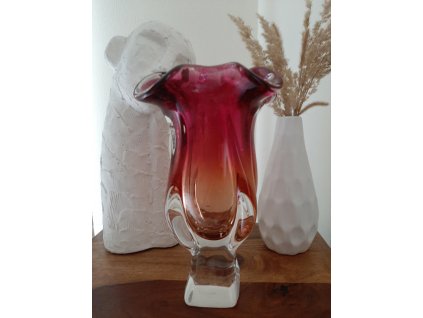 Luxusní dvoubarevná váza z hutního skla - Egermann