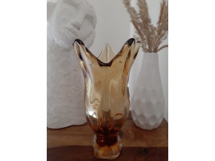 Luxusní medová váza z hutního skla - Egermann