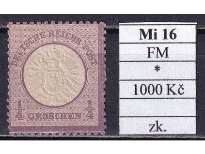 Deutsches Reich Mi 16 FM po nálepce zkoušené