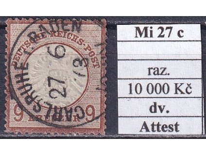 Deutsches Reich Mi 27 c razítkované Attest dv.