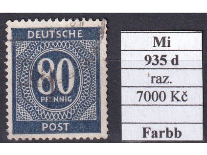 Kontrollrat Mi 935 d razítkované Farbbestimmung