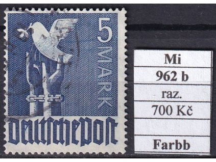 Kontrollrat Mi 962 b razítkované Farbbestimmung