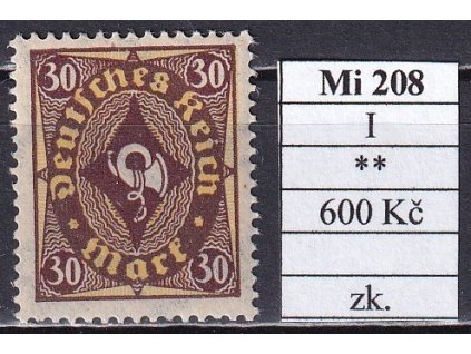 Deutsches Reich Mi 208 I svěží zkoušené