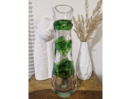 Nádherná váza z hutního skla s nálepy - Art Glass PRINC