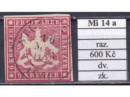 Wurttemberg  Mi 14 a razítkované zkoušené dv.