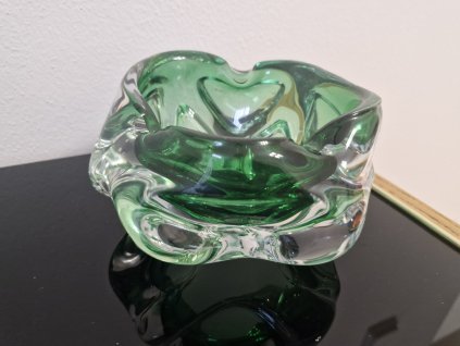 Zelená miska z hutního skla - Josef Hospodka