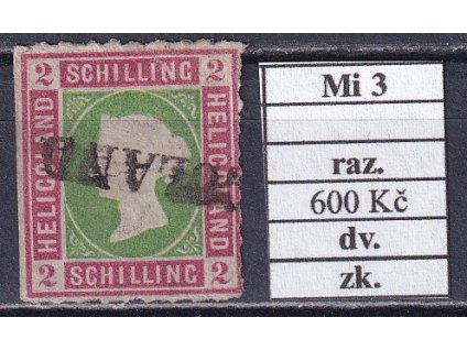 Helgoland Mi 3 razítkované zkoušené dv.