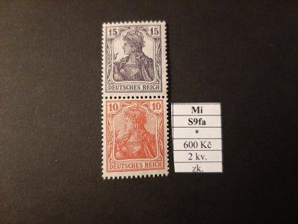 Deutsches Reich Mi S 9 fa po nálepce zkoušené 2 kvalita