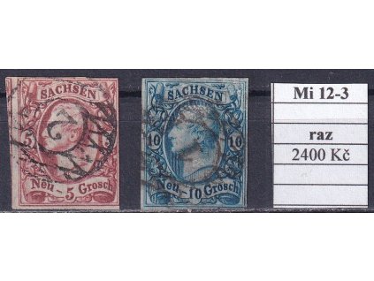 Sachsen Mi 12-3 razítkované