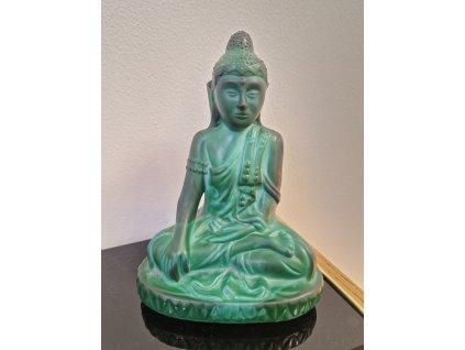 Soška Buddha z malachitového skla - Curt Schlevogt