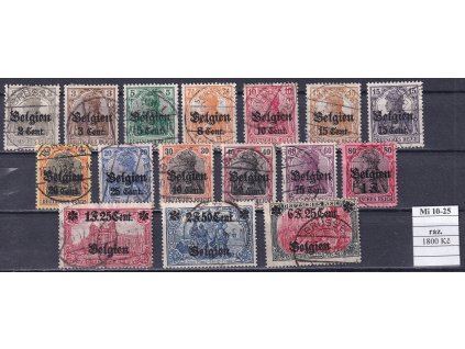 Landespost in Belgien Mi 10-25 razítkované