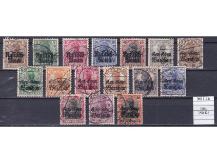 DP in Polen Mi 1-16 razítkované