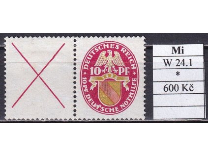 Deutsches Reich Mi W 24.1 po nálepce