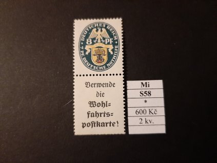 Deutsches Reich Mi S 58 po nálepce 2 kvalita