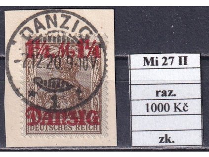 Danzig Mi 27 II razítkované zkoušené