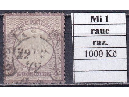Deutsches Reich Mi 1 raue zahnung razítkované