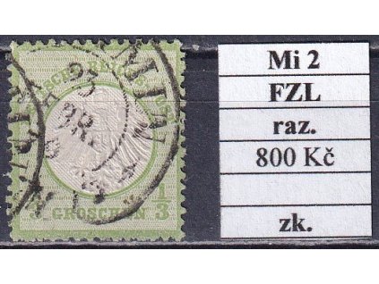 Deutsches Reich Mi 2 FZL razítkované zkoušené