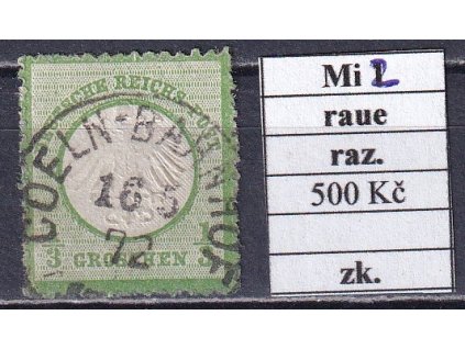 Deutsches Reich Mi 2 raue zahnung razítkované zkoušené