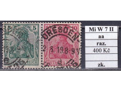 Deutsches Reich mi W 7 II aa razítkované zkoušené