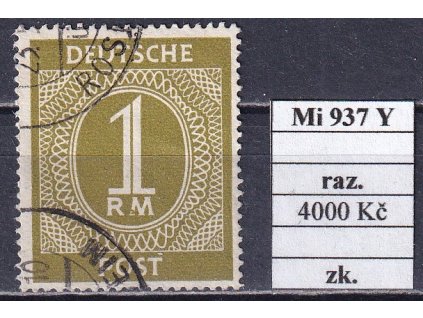 Kontrollrat Mi 937 Y razítkované zkoušené