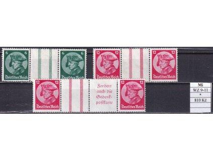 Deutsches Reich Mi WZ 9-11 po nálepce