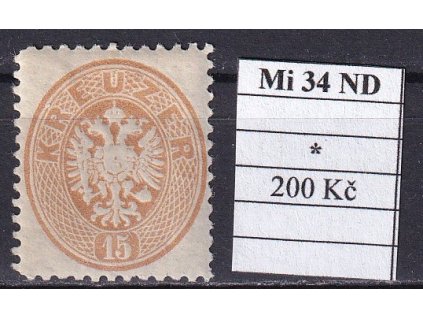 Rakousko Mi 34 ND po nálepce