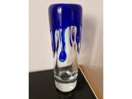 Kobaltová váza z hutního skla - Jaroslav Svoboda