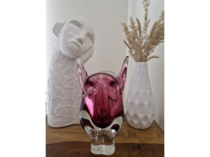 Růžová váza z hutního skla - Josef Hospodka