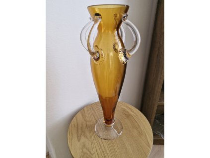 Váza z foukaného skla s nálepy ze souboru DRIADE - Bořek Šípek