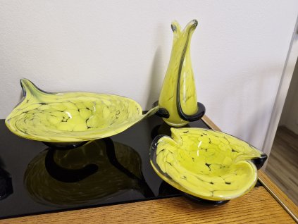 Nádherná sada z hutního skla s nálepy - Crystalex