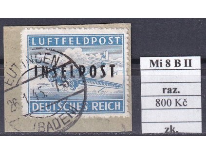 Deutsches Reich Feldpost Mi 8 B II razítkované zkoušené
