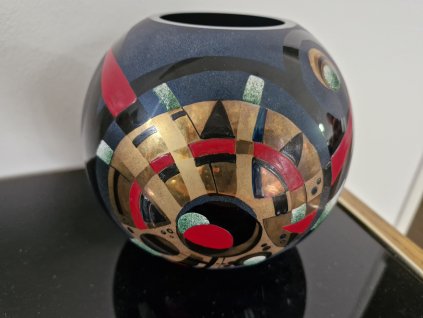 Ručně malovaná skleněná váza ve stylu Art Deco