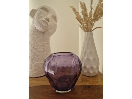 Fazetově broušená váza z období 1. republiky - MOSER