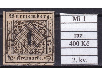 Wurttemberg Mi 1 razítkované 2. kv.