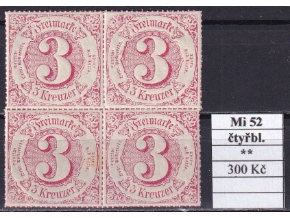Thurn und Taxis Mi 52 čtyřblok svěží
