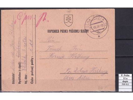 Slovenský stát Polní pošta 11 a
