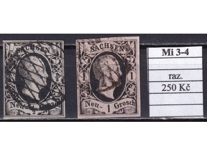 Sachsen Mi 3-4 razítkované