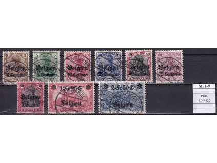 Landespost in Belgien Mi 1-9 razítkované