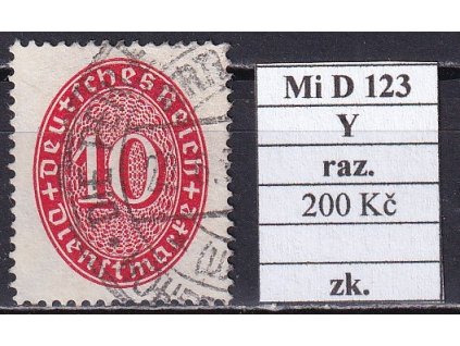 Deutsches Reich Mi D 123 Y razítkované zkoušené