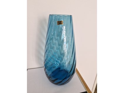 Tyrkysová váza z foukaného skla - kolekce NEMO