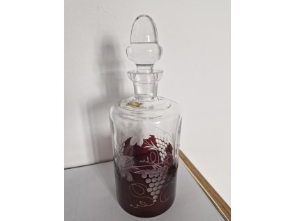 Luxusní broušená karafa s červenou glazurou - EGERMANN