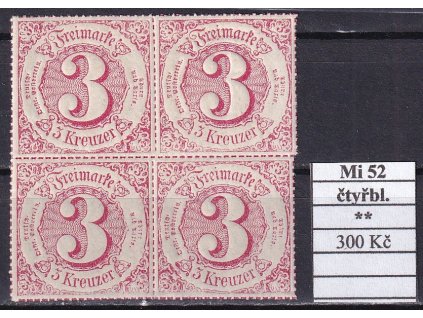 Thurn und Taxis Mi 52 čtyřblok svěží