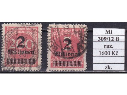Deutsches Reich Mi 309/12 B razítkované zkoušené